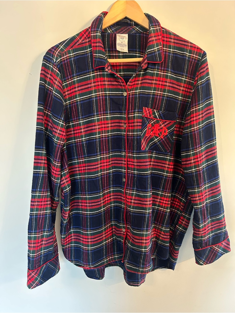 GAP x Pendleton Plaid Flannel Cotton Pyjama Shirt Red & Navy XL Sleepwear